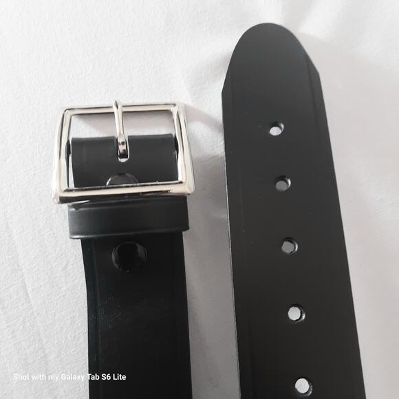Perfect Fit Black Leather Belt 38 Waist Wide Width - Picture 7 of 12